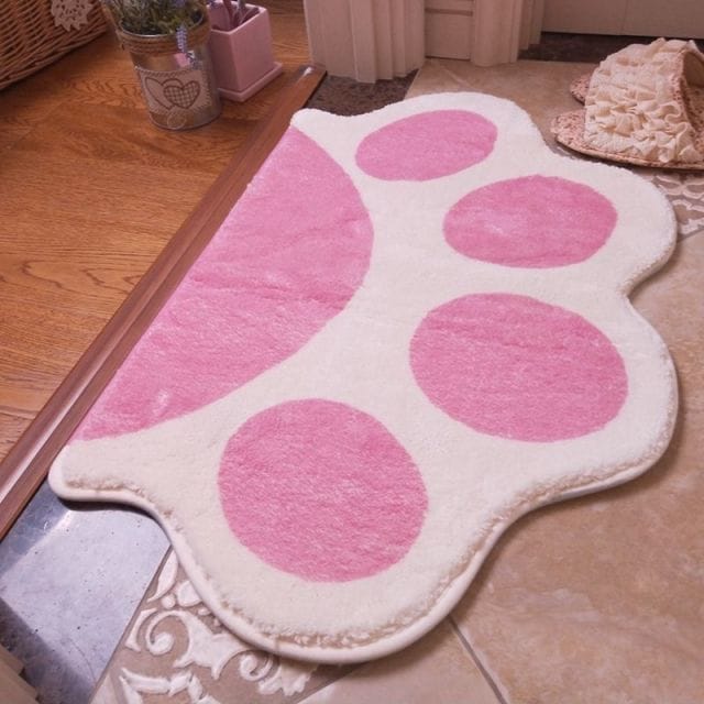 Kitty Paw Floor Carpet Pink 400x600MM Decor The Kawaii Shoppu