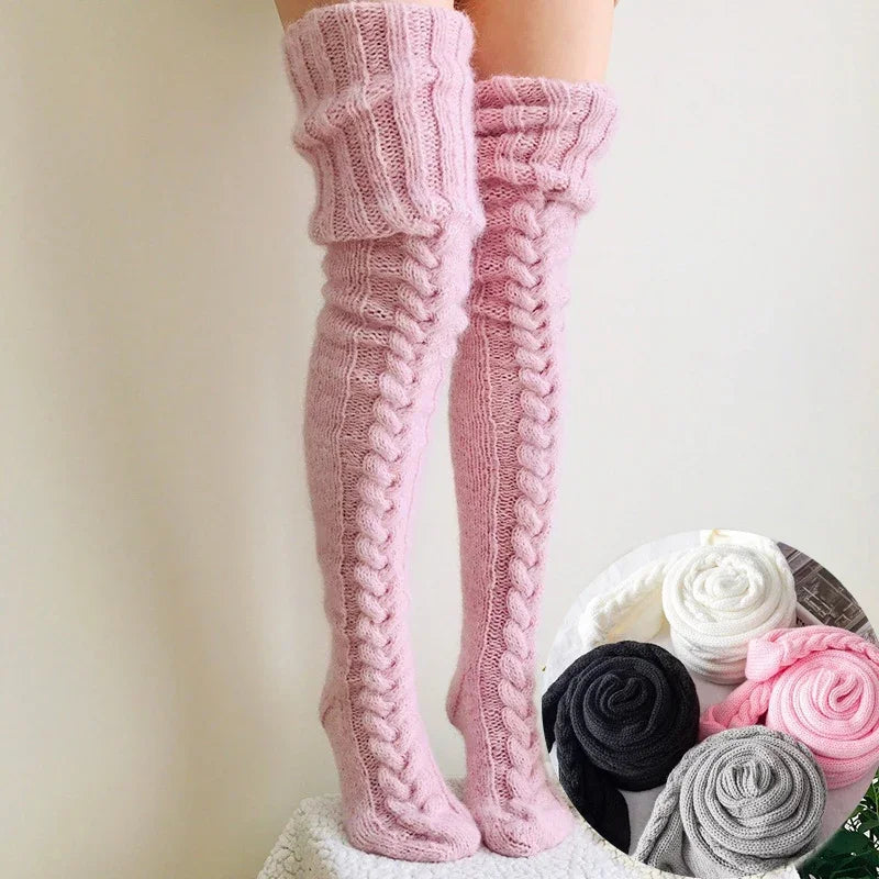 Knitted Knee High Leg Warmers Cozy Wool Winter Socks Free size Clothing and Accessories by The Kawaii Shoppu | The Kawaii Shoppu