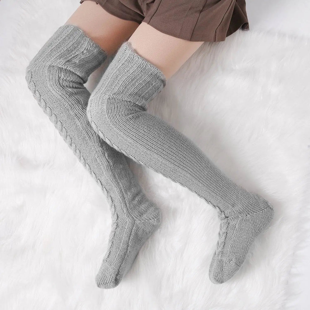 Knitted Knee High Leg Warmers Cozy Wool Winter Socks Free size Clothing and Accessories by The Kawaii Shoppu | The Kawaii Shoppu