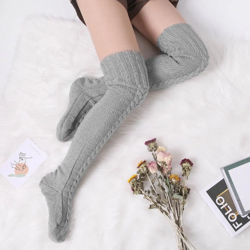 Knitted Knee High Leg Warmers Cozy Wool Winter Socks Free size Clothing and Accessories by The Kawaii Shoppu | The Kawaii Shoppu