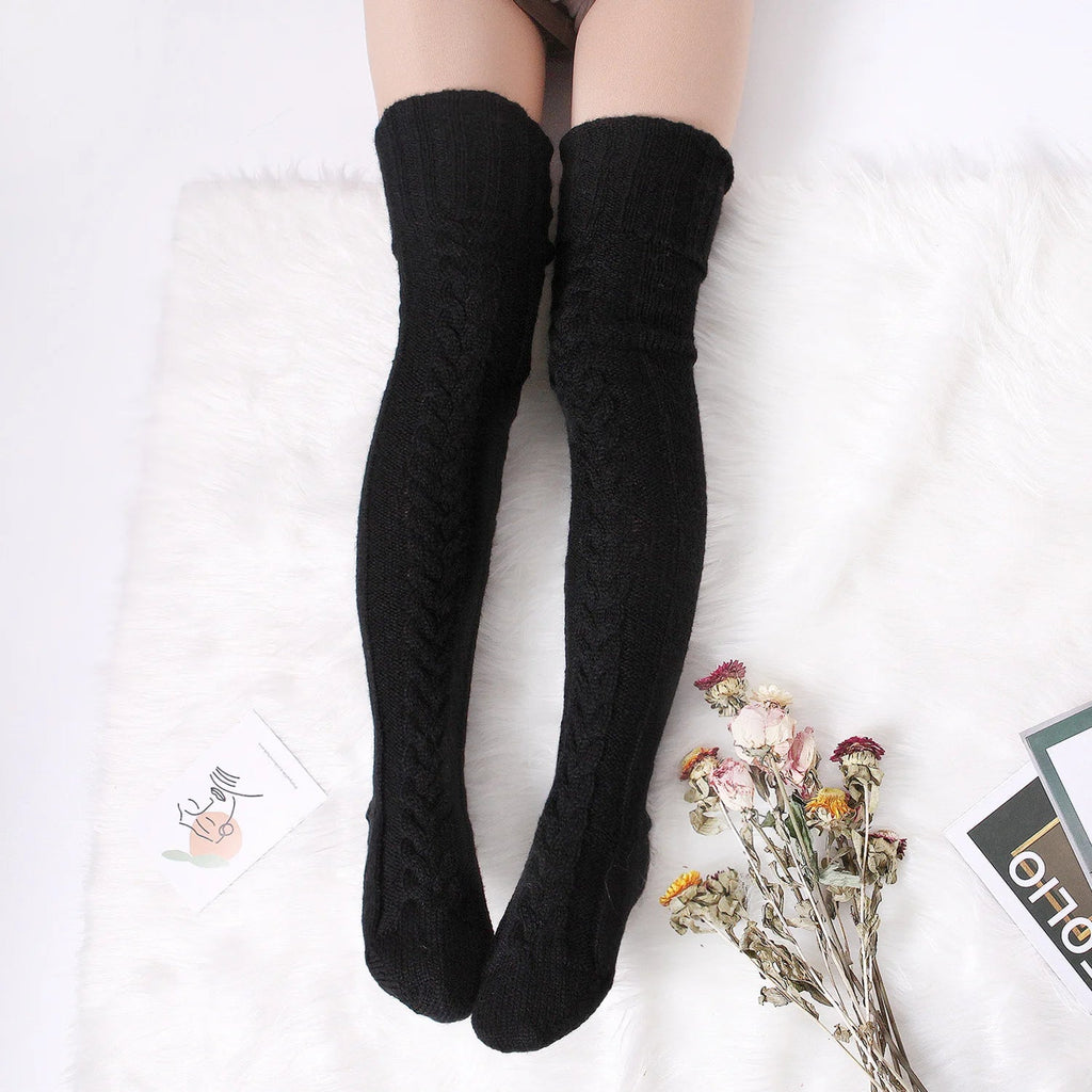 Knitted Knee High Leg Warmers Cozy Wool Winter Socks Free size Clothing and Accessories by The Kawaii Shoppu | The Kawaii Shoppu