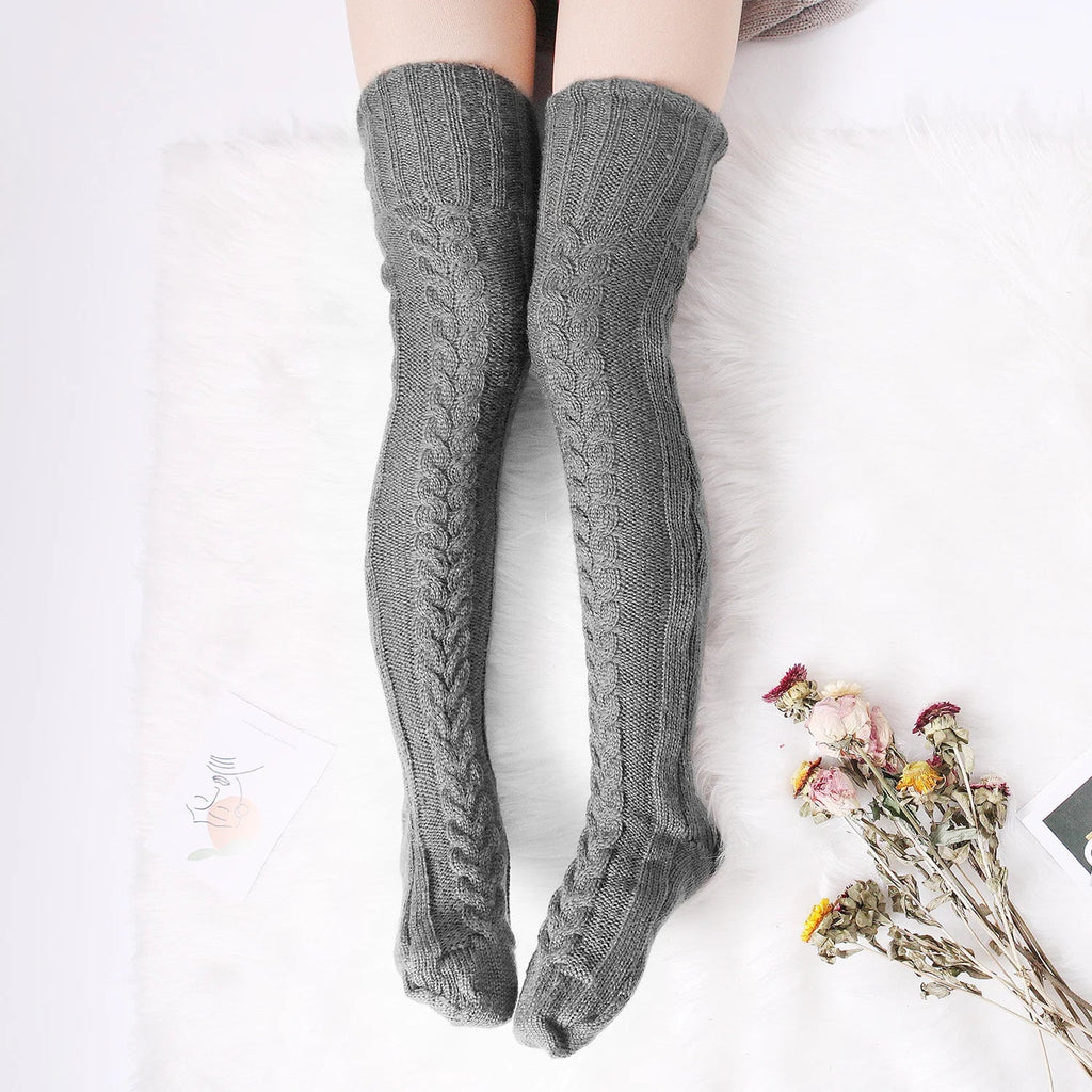 Knitted Knee High Leg Warmers Cozy Wool Winter Socks Free size Clothing and Accessories by The Kawaii Shoppu | The Kawaii Shoppu