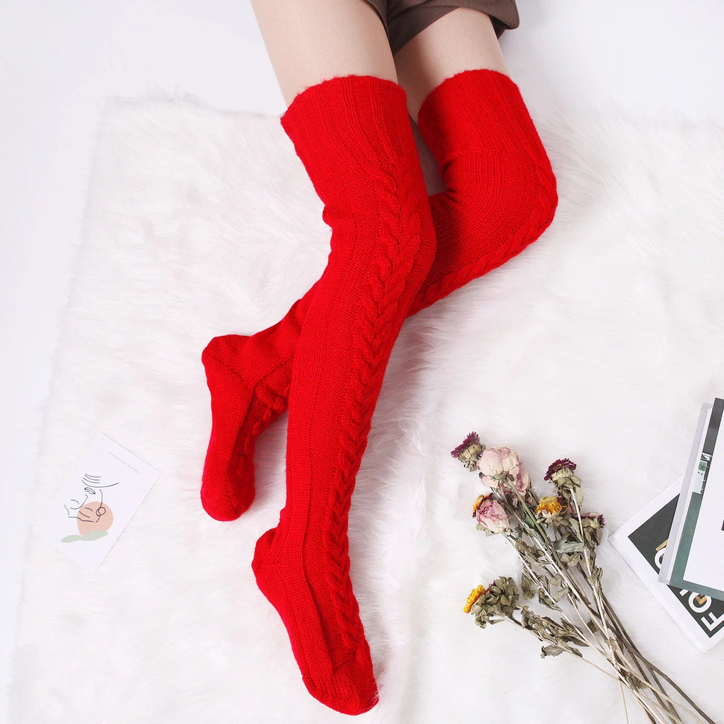 Knitted Knee High Leg Warmers Cozy Wool Winter Socks Free size Clothing and Accessories by The Kawaii Shoppu | The Kawaii Shoppu