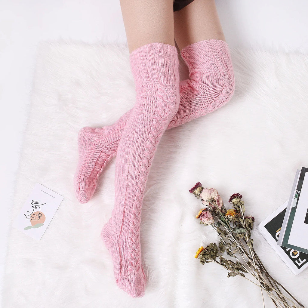 Knitted Knee High Leg Warmers Cozy Wool Winter Socks Free size Clothing and Accessories by The Kawaii Shoppu | The Kawaii Shoppu