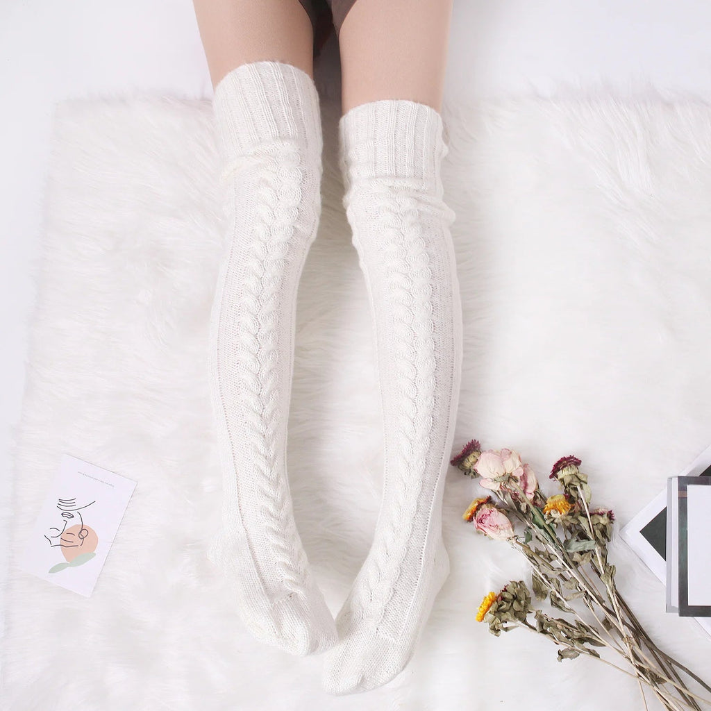 Knitted Knee High Leg Warmers Cozy Wool Winter Socks Free size Clothing and Accessories by The Kawaii Shoppu | The Kawaii Shoppu