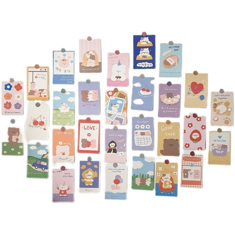 Korean Ins Cute Bear Rabbit Postcard Set Stationery by The Kawaii Shoppu | The Kawaii Shoppu