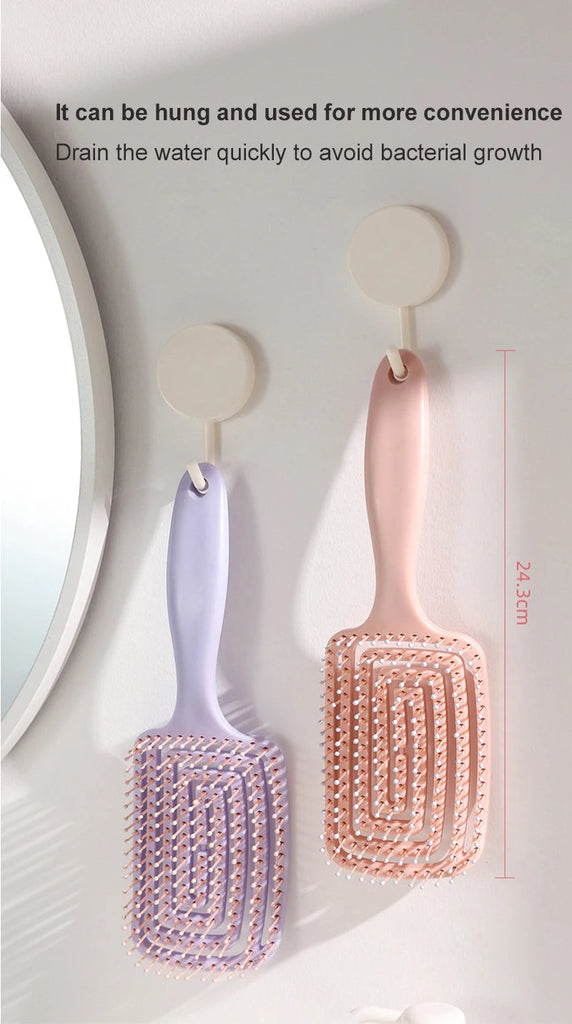 KShoppu Relaxing Easy Clean Scalp Hollow Massaging Paddle Hair Brush Hair Accessories by The Kawaii Shoppu | The Kawaii Shoppu