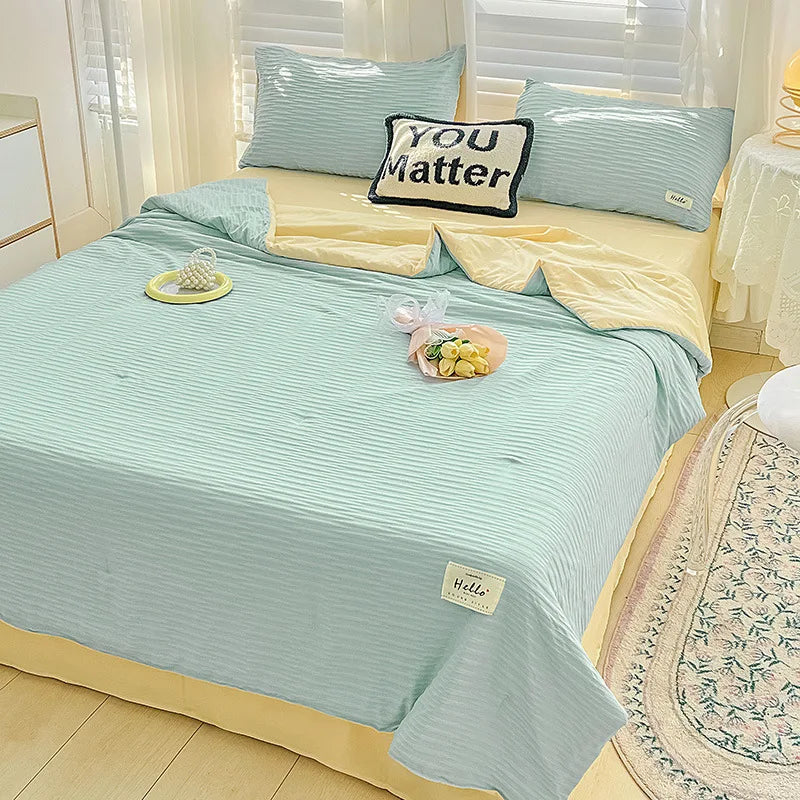 KShoppu Seersucker Washed Cotton Summer Quilt Bedding by The Kawaii Shoppu | The Kawaii Shoppu