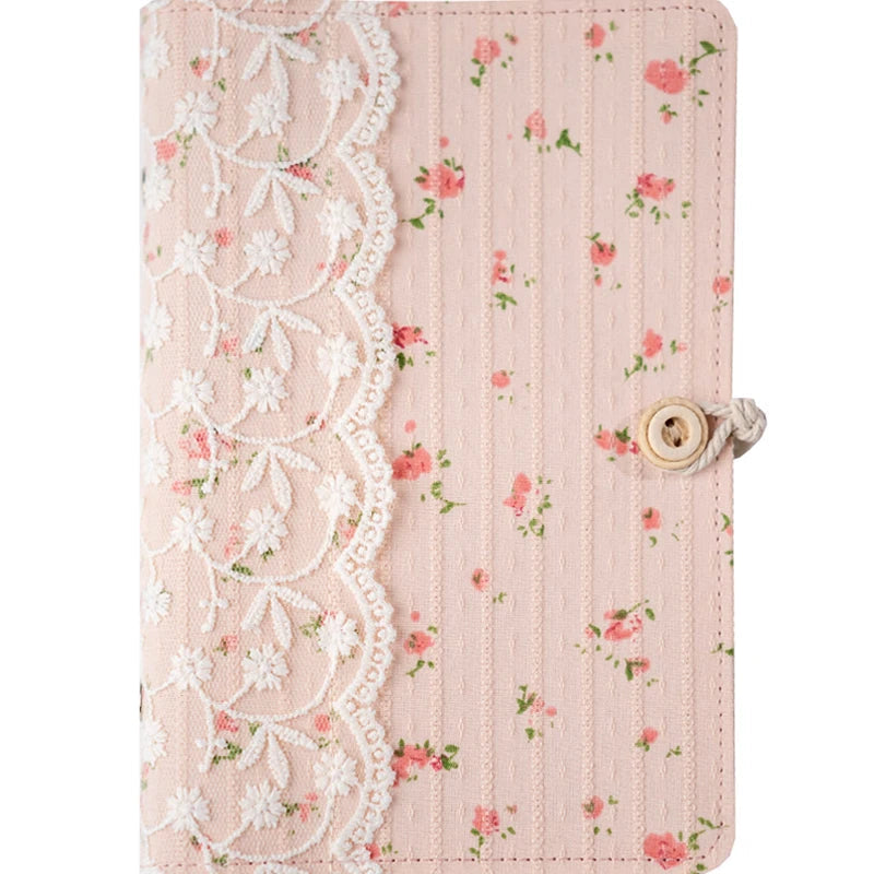 Lace Pink Flower Cotton Loose Leaf / Thread Bound A5/A6/A7 Binder Diary Notebook Stationery by The Kawaii Shoppu | The Kawaii Shoppu