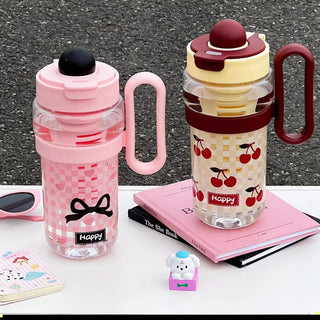 Large 1200ml Kawaii Water Bottle with Straw & Handle – BPA Free Plastic Tumbler with Filter for Tea, Juice, Coffee, Matcha