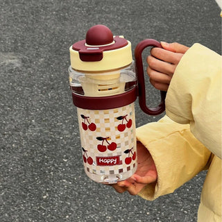 Large 1200ml Kawaii Water Bottle with Straw & Handle – BPA Free Plastic Tumbler with Filter for Tea, Juice, Coffee, Matcha