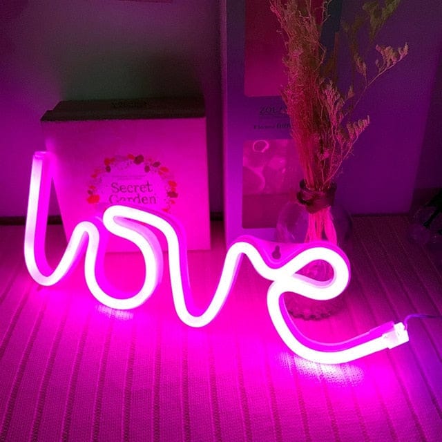 LED Neon Sign Lights Pink Light Love null The Kawaii Shoppu