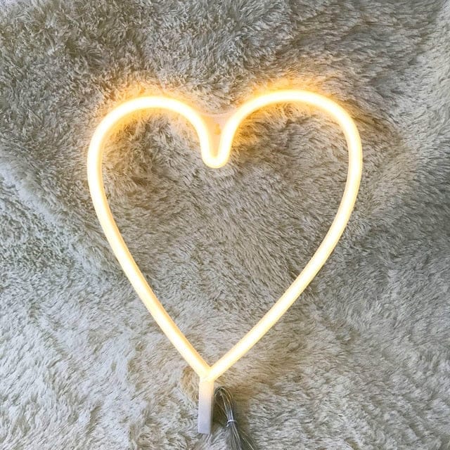 LED Neon Sign Lights Warm White Heart null The Kawaii Shoppu