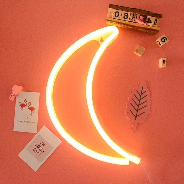 LED Neon Sign Lights Warm White Moon null The Kawaii Shoppu