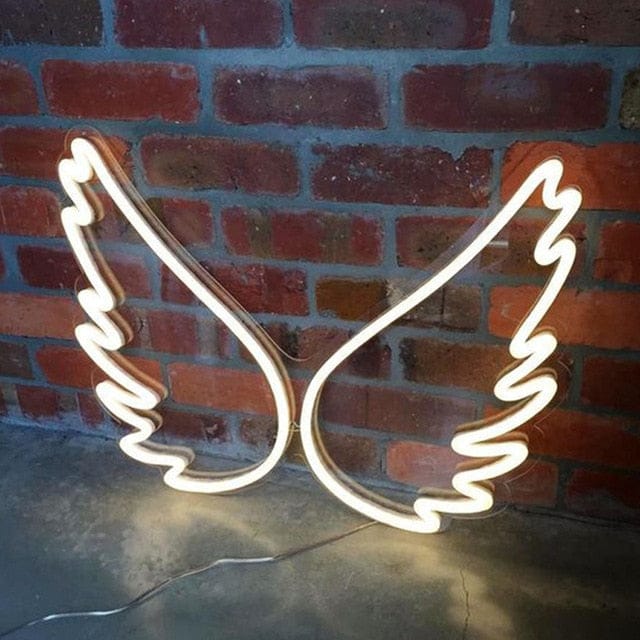 LED Neon Sign Lights Warm White Wing null The Kawaii Shoppu