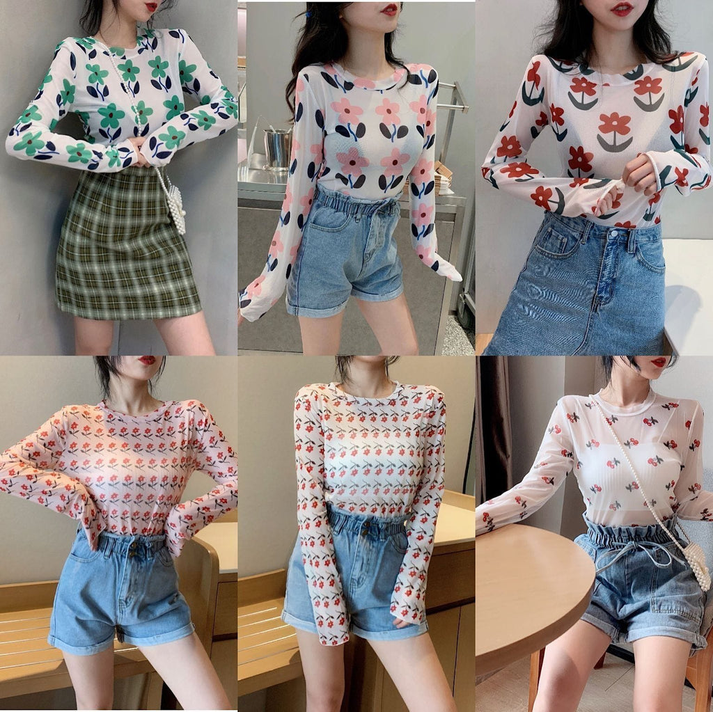 Long Sleeve Kawaii Print Top One Size Fashion The Kawaii Shoppu