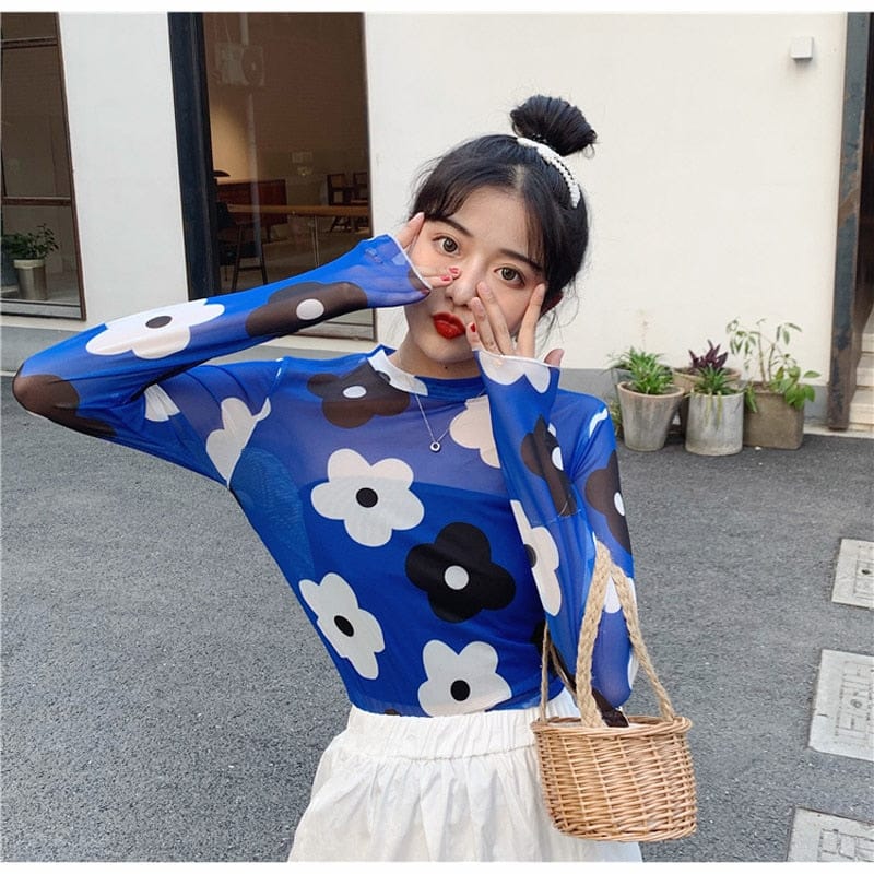 Long Sleeve Kawaii Print Top One Size Fashion The Kawaii Shoppu