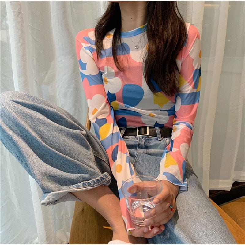 Long Sleeve Kawaii Print Top One Size Fashion The Kawaii Shoppu