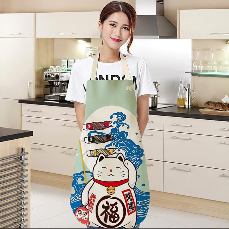 Lucky Cat Chef Kitchen Apron Clothing and Accessories The Kawaii Shoppu