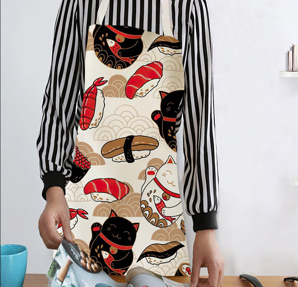 Lucky Cat Chef Kitchen Apron Clothing and Accessories The Kawaii Shoppu