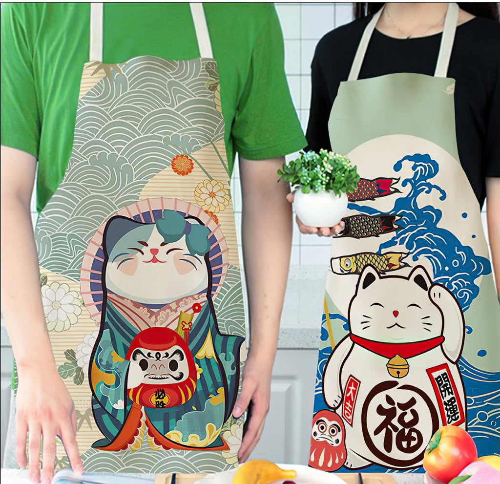 Lucky Cat Chef Kitchen Apron Clothing and Accessories The Kawaii Shoppu