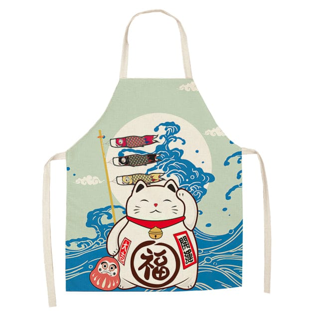 Lucky Cat Chef Kitchen Apron Ebisu Cat 55X68CM Clothing and Accessories The Kawaii Shoppu