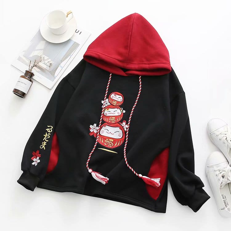 Lucky Spirit Hoodie Black Fashion The Kawaii Shoppu