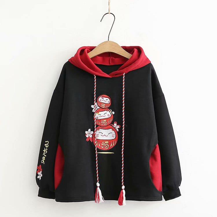 Lucky Spirit Hoodie Black Fashion The Kawaii Shoppu