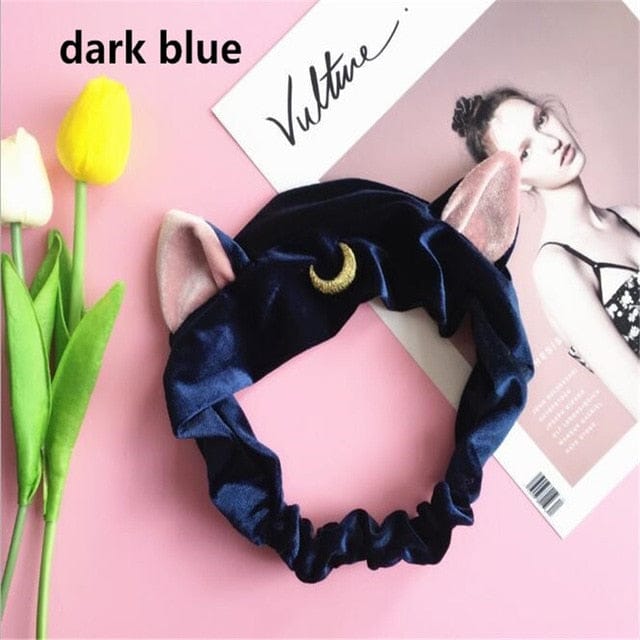 Luna Cat Head Band dark blue null The Kawaii Shoppu