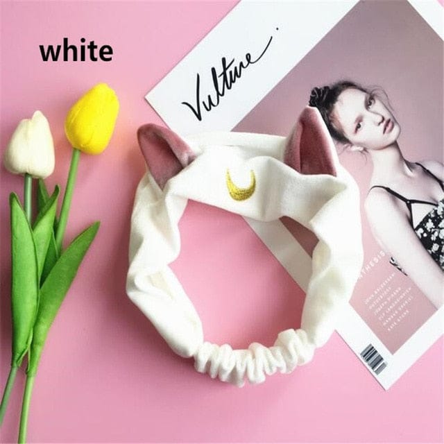 Luna Cat Head Band white null The Kawaii Shoppu