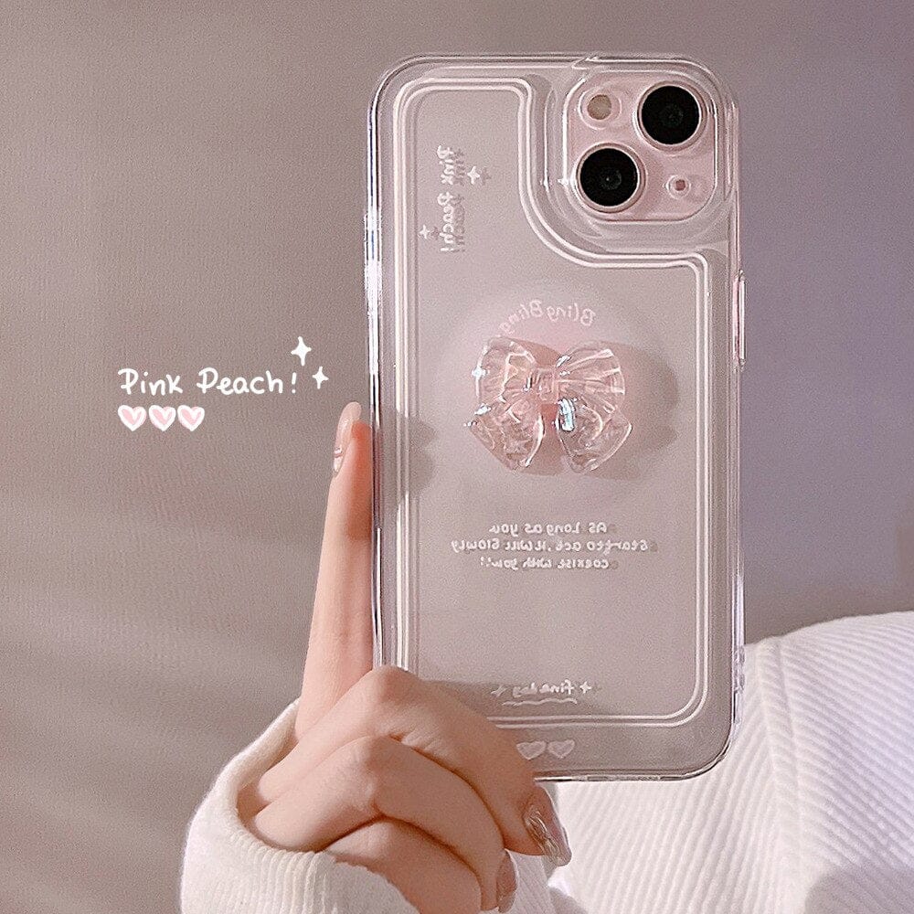 Luxury Sweet Girls Crystal Bow Tie Kawaii Phone Case For iPhone Case Phone Cases & Covers The Kawaii Shoppu