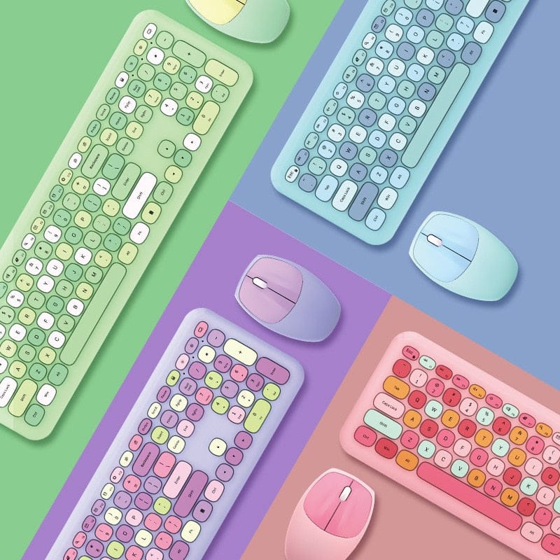 Macaron Wireless Keyboard and Mouse Set 3C The Kawaii Shoppu