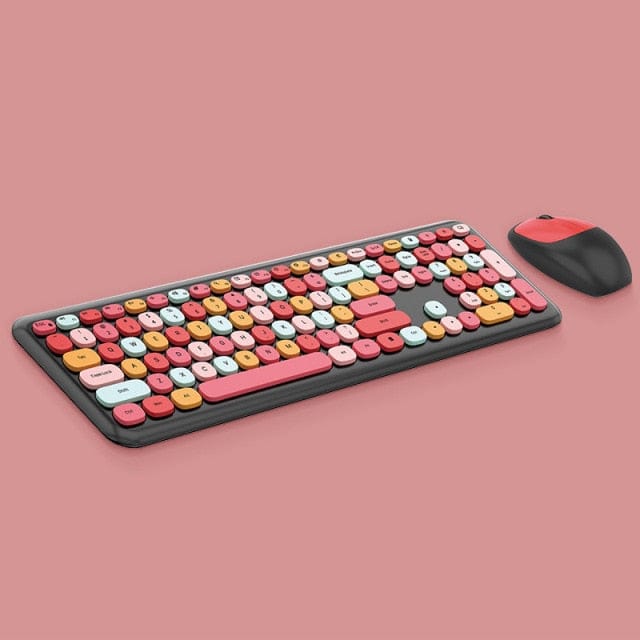 Macaron Wireless Keyboard and Mouse Set Black 3C The Kawaii Shoppu