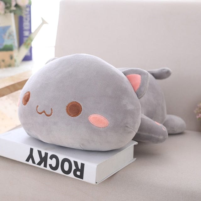 Mochi Cat Kawaii Plushie 35cm grey round eyes Soft Toy The Kawaii Shoppu