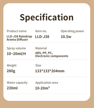 Mushroom Rain Cloud Aroma Diffuser & Humidifier with Night Light