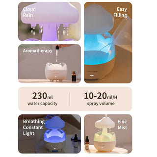 Mushroom Rain Cloud Aroma Diffuser & Humidifier with Night Light