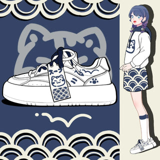Neko Sushi White Chunky Sneakers WHITE Shoes by The Kawaii Shoppu | The Kawaii Shoppu