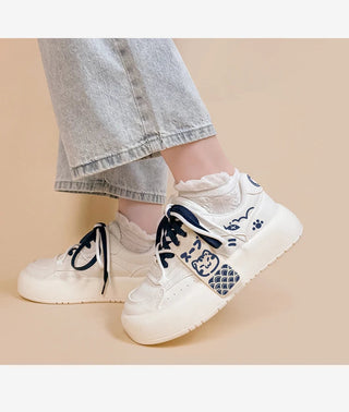 Neko Sushi White Chunky Sneakers WHITE Shoes by The Kawaii Shoppu | The Kawaii Shoppu