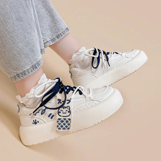 Neko Sushi White Chunky Sneakers WHITE Shoes by The Kawaii Shoppu | The Kawaii Shoppu
