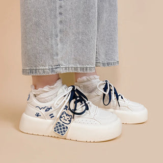 Neko Sushi White Chunky Sneakers WHITE Shoes by The Kawaii Shoppu | The Kawaii Shoppu
