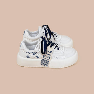 Neko Sushi White Chunky Sneakers WHITE Shoes by The Kawaii Shoppu | The Kawaii Shoppu