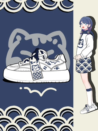 Neko Sushi White Chunky Sneakers WHITE Shoes by The Kawaii Shoppu | The Kawaii Shoppu