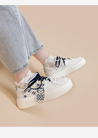 Neko Sushi White Chunky Sneakers WHITE Shoes by The Kawaii Shoppu | The Kawaii Shoppu