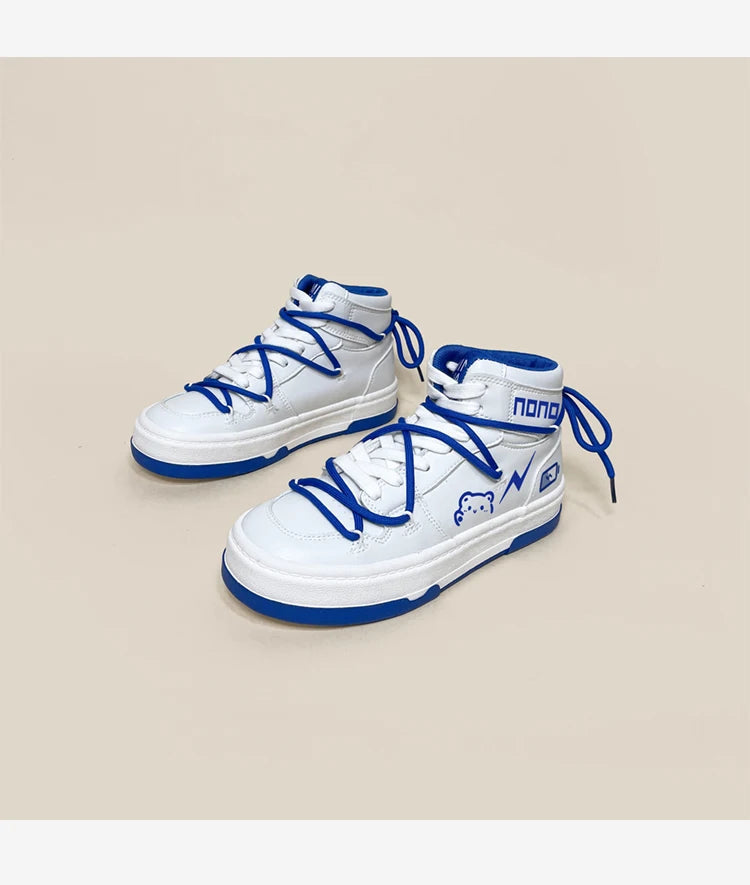 Nono Kawaii White / Blue High Top Sports Sneakers WHITE Shoes by The Kawaii Shoppu | The Kawaii Shoppu