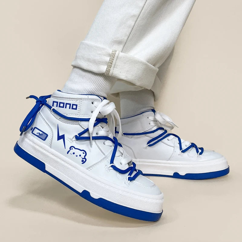 Nono Kawaii White / Blue High Top Sports Sneakers WHITE Shoes by The Kawaii Shoppu | The Kawaii Shoppu