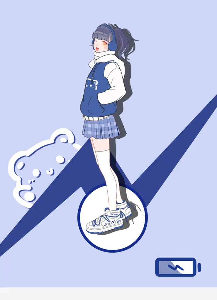 Nono Kawaii White / Blue High Top Sports Sneakers WHITE Shoes by The Kawaii Shoppu | The Kawaii Shoppu