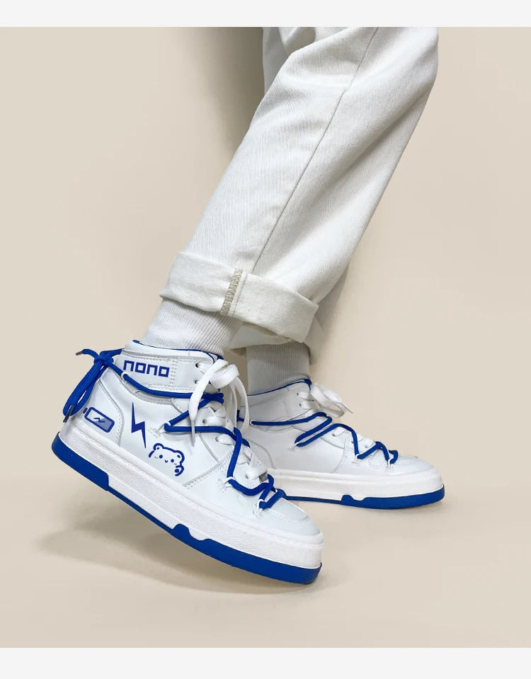 Nono Kawaii White / Blue High Top Sports Sneakers WHITE Shoes by The Kawaii Shoppu | The Kawaii Shoppu