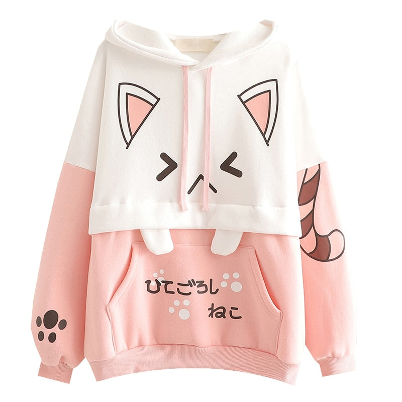 Nya Kitty Soft Kawaii Hoodie Pink hoodie One Size Clothing and Accessories by The Kawaii Shoppu | The Kawaii Shoppu