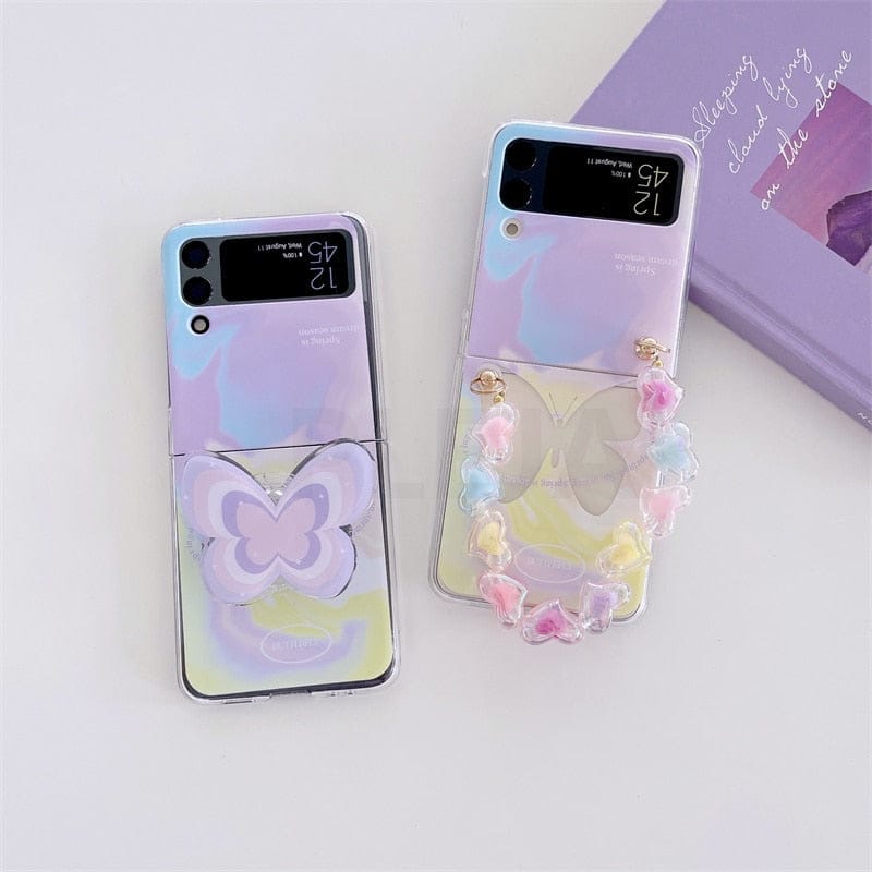 Pastel Butterfly Bracelet Phone Stand Case For Samsung Galaxy Z Flip 3 For Z Flip 3 Phone Cases & Covers The Kawaii Shoppu