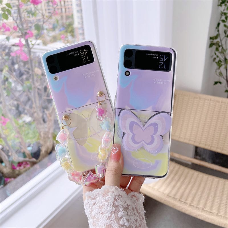 Pastel Butterfly Bracelet Phone Stand Case For Samsung Galaxy Z Flip 3 For Z Flip 3 Phone Cases & Covers The Kawaii Shoppu